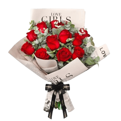 Buquê de Rosas Vermelhas - Amor no Jornal